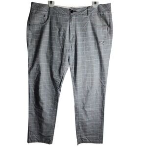 Puma SportLifestyle Golf‎ Pants Mens 36x30 Plaid Checkered Gray Blue Casual